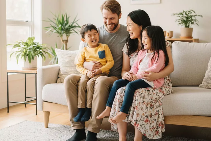 外国人男性と日本人女性の家族